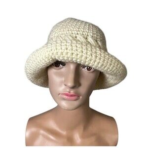 Vintage Tan Light Brown 1970's Betmar Soft‎ and Fuzzy Knit Floppy Hat